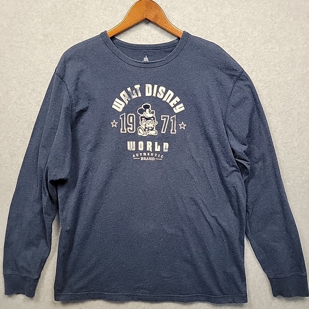 Walt Disney World 1971 Mickey Heather Blue Long Sleeve Tee‎ T-Shirt Large Cotton